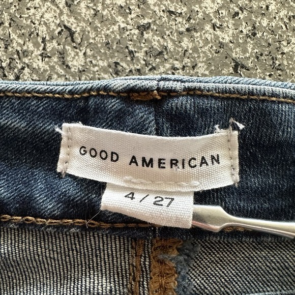 Good American Jeans Womens 4 27x24 Good Petite Straight Mid Rise Stretch Blue - Picture 5 of 9